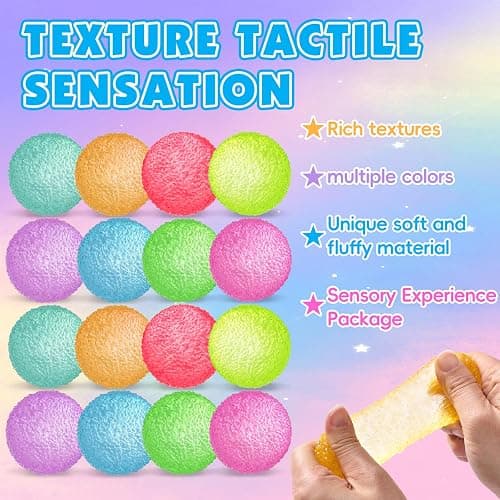 16 Pack Slow Rising Squishy Stress Balls，Textured Memory Soft Stress Ball | Squish Squeeze Toys for Adults Ball, Gumdrop Squishy Toys Bulk for Party Favors Gifts, Desk Toy and Prize thumbnail 3