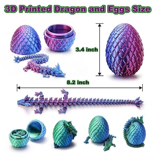 3D Printed Dragon Eggs with Dragon Inside – Fantasy Tabletop Decor, 3D Printing Toys for Kids & Adults – Unique Desktop Decoration & Collectible – Christmas Ornament & Stocking Stuffers (4 Pack) thumbnail 4