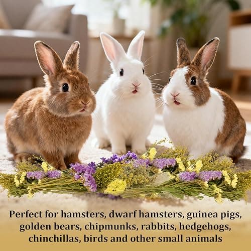 Sukh 42Pcs Herb Bedding Habitat Decor - Natural Flower Hamster Mate Herbs Sprays Cage Safe Pet Accessories Decorations Hideout for Hamsters Mouse Guinea Pig Dwarf Gerbils Syrian Mice thumbnail 7