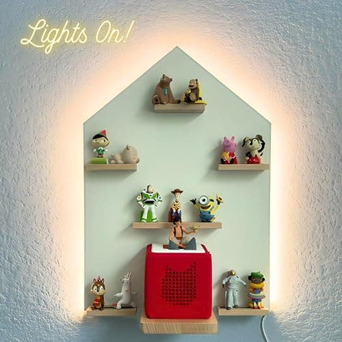 BigStep Large LED Magnetic Shelf for Tonies - Compatible with Toniebox and Tonies Characters - Metal Strips on Top and Bottom - Hang on Wall or Use Free Standing - Comparable to Tonies Shelf thumbnail 5