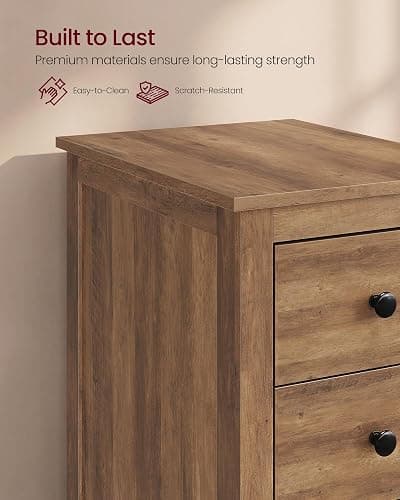 VASAGLE Side End Table with 3 Storage Drawers, Nightstand Farmhouse | Narrow Bedside Table for Living Room, Bedroom, Home Office, Honey Brown, LIRY Collection ULET132K101S thumbnail 6