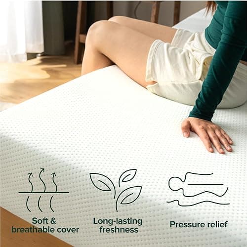 Zinus 6 Inch Full Green Tea Memory Foam Mattress [New Version], Fiberglass Free, Medium Firm Feel, Zoned Pressure Relief, Certified Safe Foams & Fabric, Mattress in A Box thumbnail 5