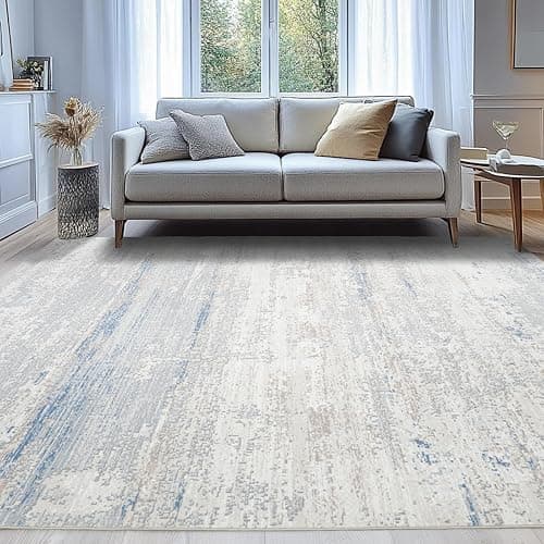 Lbris Washable Rugs 8x10 Area Rugs for Living Room- Modern Abstract Rugs for Bedroom,Dining Room, Large Soft Low Pile Carpet with Non Slip Rubber Backing,Neutral Accent Rug for Nursery Home Office - Image 1