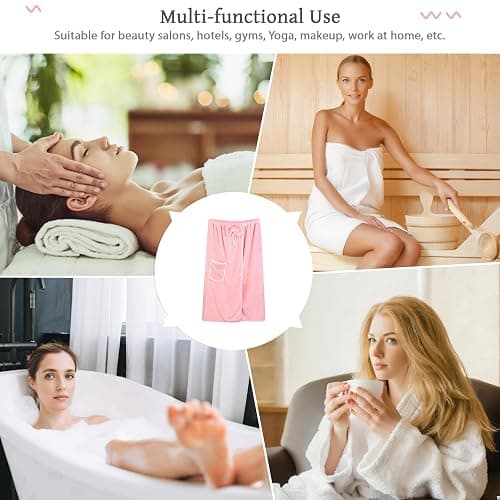 Towel Wrap Women Shower Robe Adjustable Closure Bathrobe with Hair Drying Towel & Spa Wraps thumbnail 6