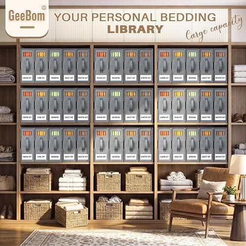 6 Pack Sheet Organizers and Storage, Thickened & Durable Sheet Organizer | Sheet Holders with Label Window & Handles, Bed Sheet Storage for Linen Closet, Bedding Storage Boxes for Queen & King Sheet thumbnail 3