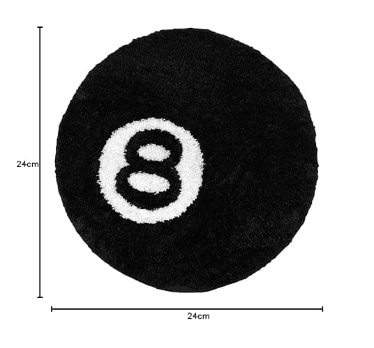 Aewerpec 24" Black Geometric Number 8 Ball Rug, Unique Circle Area Rug for Bedroom Decor thumbnail 3