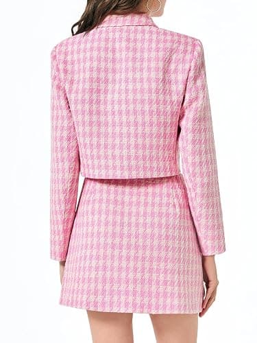 Cicy Bell Womens Cropped Tweed Blazer Sets 2 Piece Outfits and Mini Skirt Sets Business Casual Suits thumbnail 3