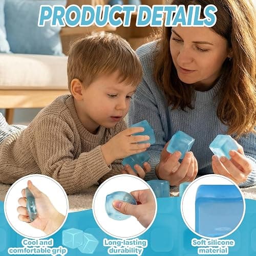 Ziporiajoy Durable Squishy Cube Squeeze Toys, Stress Cube Fidget Toy for Anxiety Relief, Not Easy to Fall Off Sensory Toys for Boys Girls Age 3+ (1 Pcs. 3.5cm PT Blue) thumbnail 4