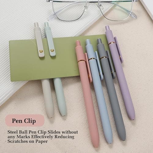 FIOVER Gel Pens, 6pcs 0.7mm Fine Point Black Ink, Smooth Writing Pens for Journaling, Nurse Aesthetic Cute Office School Supplies, Gifts for Women and Men (6Pcs Morandi-Black Ink) thumbnail 4