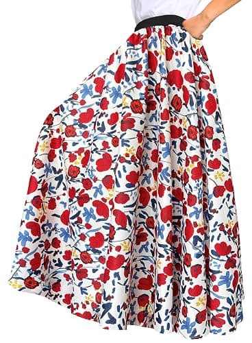 Afibi Women African Skirt Printed Ankara Maxi Skirt Dashiki Long Skirts with Pockets thumbnail 5