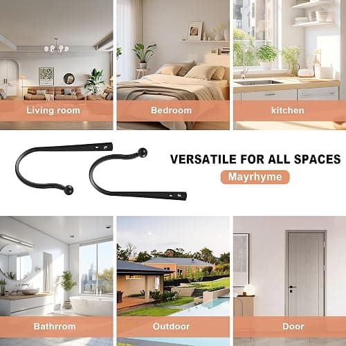 Mayrhyme Mini Ball Curtain Holdbacks 2 Pack,Solid Zinc Alloy Wall Mounted Curtain Tiebacks & Hooks, Unique Shape Curtain Holders， Modern Curtain Pull Backs for Drapes, Curtains,Warm Gold thumbnail 7