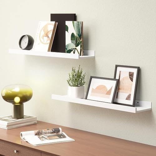 Boswillon 23.6 Inches Long Floating Shelves, 2 Set Modern White Wall Shelf for Bedroom, Nursery Book Shelf with Lip, Picture Ledge Shelf for Living Room, Bathroom, Kitchen thumbnail 6