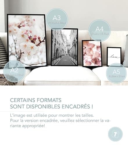 Papierschmiede® Set Mood Posters, Tableau Décoration Murale sans cadres « Coco Black Beauty » Bureau, Salon, Deco Chambre Parentale, Cuisine, 2x A4 et 4x A5, noir blanc rose mode thumbnail 5