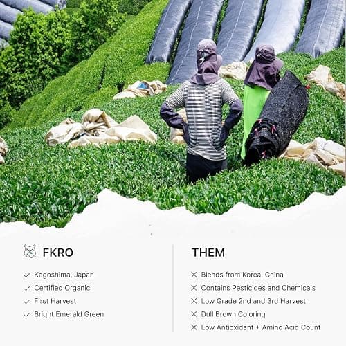 FKRO Organic Tea Master's Ceremonial Grade Japanese Matcha Green Tea Powder. 1st Harvest, Single Origin, Sugar-free. Flown in Fresh from Japan Every Month (30g/1.06oz) Tin thumbnail 5