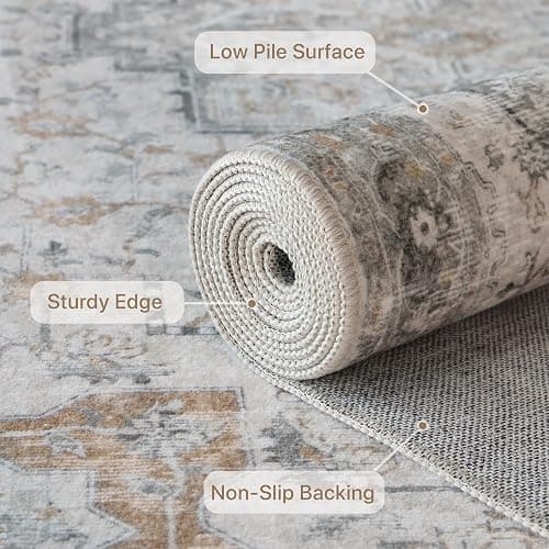 GENIMO Runner Rug 3x10, Non Slip Vintage Hallway Runner Rugs, Low Pile Lightweight Machine Washable Mat for Hallway, Entryway, Bedroom, Kitchen and Corridor, Light Taupe Brown thumbnail 5