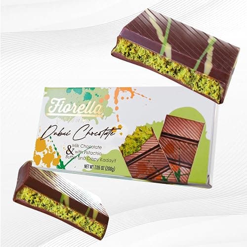 Fiorella Dubai Chocolate Bar Pistachio, Luxury & Premium Dubai Milk Chocolate Bar Filled with Pistachio Butter & Shredded Knafeh Kadayif, Snacks for Kids & Adults - 7.05 Oz thumbnail 8