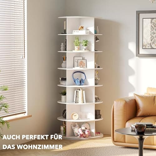 SpaceAid 7 Tier Rotating Shoe Rack Tower, Spinning Shoe Display Lazy Susan, Revolving 360 Shoe Rack Storage Round Carousel, Vertical Handbag Rotate Shoes Closet Organization (7-Tier White) thumbnail 2