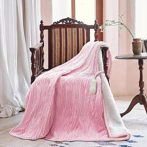Texciting Heated Blanket Electric Blanket Throw 50”X60”-Heating Throw with 5 Heat Settings-3 Hours Auto Off,ETL Certified,Machine Washable (Pink) thumbnail 3