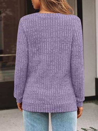 AUTOMET Womens V Neck Long Sleeve Shirts Fall Tops 2026 Lightweight Sweater | Dressy Casual Blouse, Fashion Clothing, Cute Winter Outfits, Business Work, Cozy Knit Pullover, Trendy Boho thumbnail 4