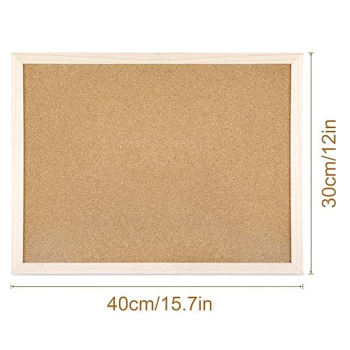 Cork Board Bulletin Board - 15.7 X 12 Inches Vision Board Wood Frame Corkboard Message Board Wall Mounted Pin Board for School, Home & Office (with Pins, Eye Bolts, Gaskets, Screws) thumbnail 3