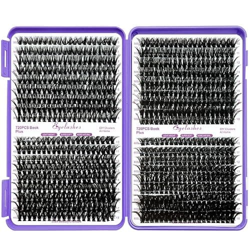 DNSGOOR DIY Extension Kit 840Pcs D-Curl Lash Clusters, Mirror Storage Box, Bond & Seal Glue Remover, Tweezers, Brush Applicator thumbnail 9