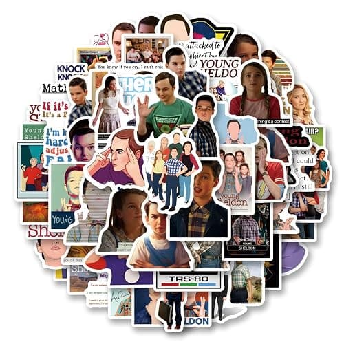 64pcs Sheldon TV Drama Romantic Aesthetics Retro Funny Stickers Pop Kawaii Pack | Vsco Funny Cool Deacls Graffiti Stickers Vinyl for Water Bottle Skateboard Luggage Laptop - Image 1