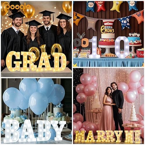 Pooqla LED Marquee Letter Lights, Warm White and Cool White Decorative Lighted Letters, Light Up Alphabet Letters for Boys Girls, Party, Wedding, Bar, Night Light, Birthday Decoration, Letter A thumbnail 6
