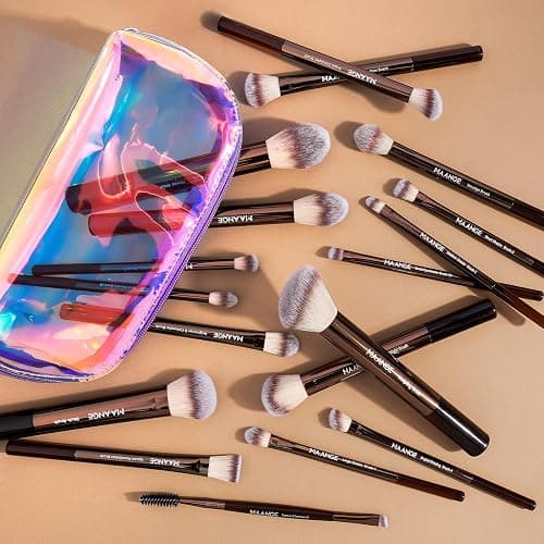 MAANGE 18 Pcs Makeup Brushes with Laser Bag, Premium Synthetic Makeup Brush Set Professional Makeup Tools Eyeshadow Foundation Powder Blending Brushes Kit (Coffee Brown) thumbnail 7