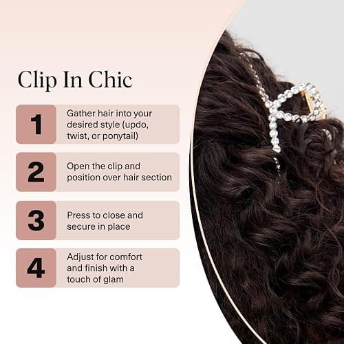 Kitsch Gold Loop-Shaped Hair Clip for Women with Rhinestones - Durable Metal, Strong Hold, & Elegant | Gold Hair Accessories | Ideal Gifts for Women - 1pc thumbnail 7