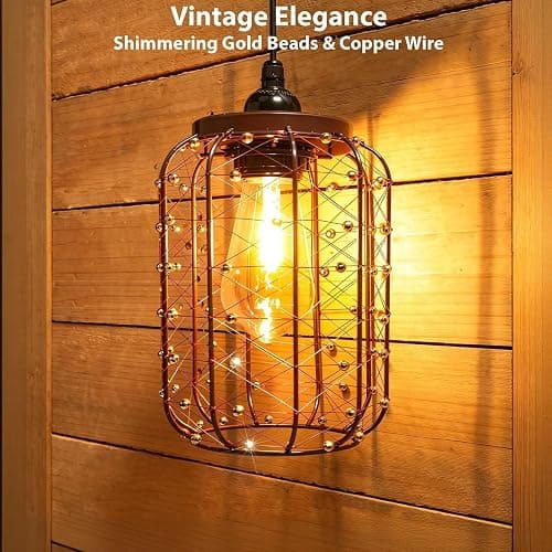 ALL FORTUNE Battery Operated Hanging Outdoor Chandelier, Battery Pendant Light 4 AA Battery-Powered for Gazebo, Pergola, Porch, Patio, Outdoor Decor Lighting thumbnail 3