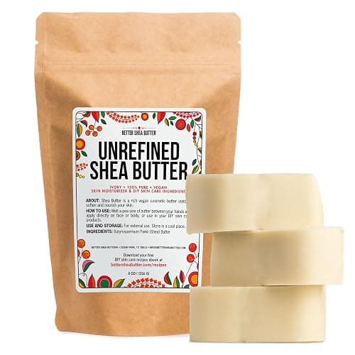 Raw Shea Butter - 100% Pure African Unrefined Shea Butter for Hair - Skin Moisturizer for Face, Body and for Soap Making Base and DIY Whipped Lotion, Oil and Lip Balm - 8 oz Block - Bar - 8 Ounce (Pack of 1) - Image 1