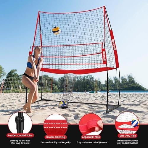 Bearwill Volleyball Training Net Equipment 11x8FT Volleyball Practice Net | Freely Adjustable volleyball Net for Hitting Serving Passing Practice, Easy Setup & Portable for backyard Indoor Outdoor use thumbnail 4