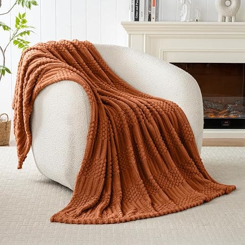 Rust Throw Blanket - Soft & Fluffy Fleece, Cute & Aesthetic, Perfect for Sofa, Couch, Chair, Bed, Living Room & Bedroom, All-Season Use, Plush & Cozy Decorative Blanket thumbnail 7