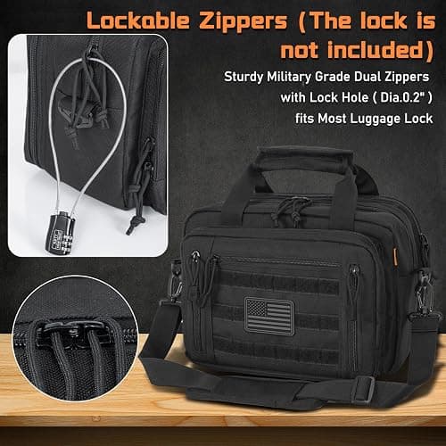 ITHWIU Pistol Case, Gun Range Bags For 2 Pistols 6 Magazines Carrying Shooting Bag with Lockable Zipper for Shooting Range Outdoor Hunting thumbnail 4
