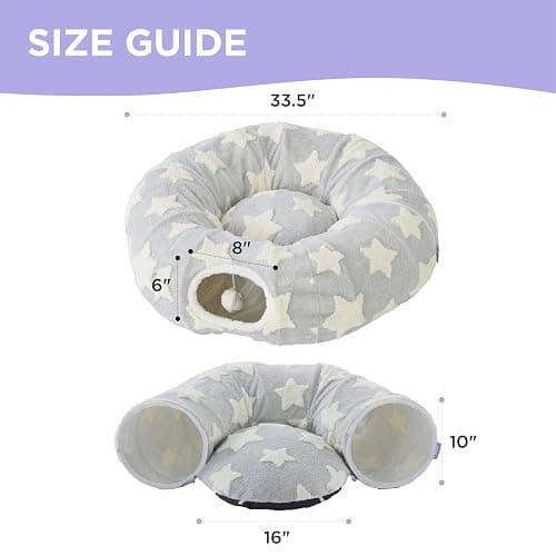 Lesure Cat Tunnel Bed for Indoor Cats - Cute Cat Donut Tunnel Toys for Small Large Cats with Washable Circle Cushion, Round Pet Peekaboo Cave Toy for Kitten/Puppy/Rabbit, Standard Galaxy Grey thumbnail 5