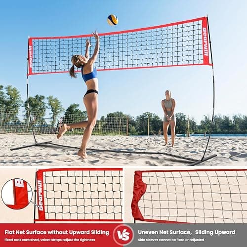 Bearwill Volleyball Net, 12FT Portable Volleyball Net for Backyard, Freestanding Volley Ball Set Height Adjustable with Carry Bag, Volley Ball Practice Nets Training Equipment for Indoor and Outdoor thumbnail 2