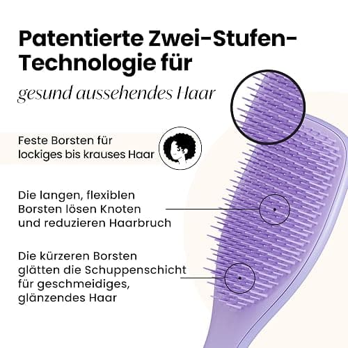 Tangle Teezer Ultimate Detangler Haarbürste für Lockiges Haar – Für 3C-4C Lockiges & Krauses Haar – Zweistufige Borsten Definieren Locken & Reduzieren Frizz – Lila thumbnail 2