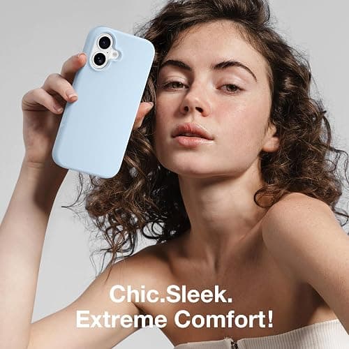 GONEZ Magnetic for iPhone 16 Case, Compatible with MagSafe, [Screen Protector + Camera Lens Protector], Liquid Silicone Shockproof Protective Phone Case for iPhone 16 6.1", Blue thumbnail 9