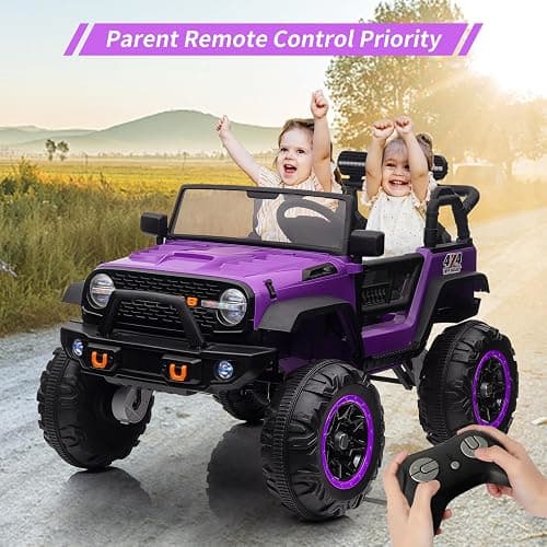 24V Ride on Car Toys, Remote Control 4 Wheels Electric Power Car for Toddlers Kids Boys Girls, 2 Seater Motorized Ride on Cars Vehicle, Purple thumbnail 7