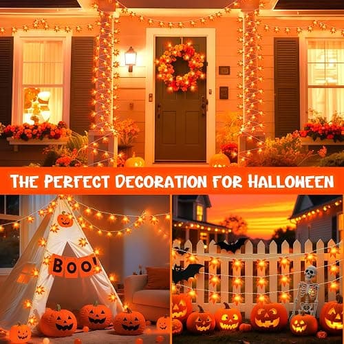 Lincentra Maple Leaves Fairy Lights, 3M 20LED Halloween String Lights Battery Operated with Timer, Autumn Leaf String Lights for Thanksgiving, Halloween, Christmas, Party Decoration Table Decoration thumbnail 7