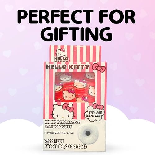 Silver Buffalo Hello Kitty Face with Pink Bow 20ct Decorative String Lights, 7 Feet Long, Battery Powered (Batteries Included), Pink LED, Indoor Use Only thumbnail 5