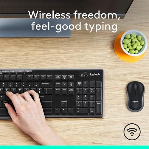 Logitech MK270 Wireless Keyboard and Mouse Combo for Windows, 2.4 GHz, 8 Multimedia Keys, PC, Laptop, Wireless Keyboard Compact Mouse Combo - Black thumbnail 2