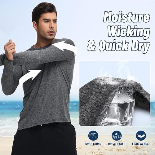 3 Pack Long Sleeve Shirts for Men - Quick Dry Moisture Wicking UV Sun Protection T-Shirts for Fishing Workout Athletic Gym thumbnail 4