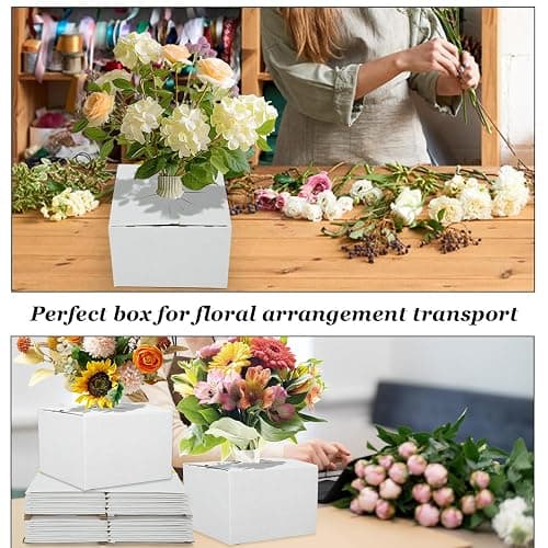 tonchean 100PCS Cardboard Delivery Boxes for Florists, Quick Fold Florist Delivery Box, Flower and Vase Boxes for Secure Floral Arrangements During Transport thumbnail 7