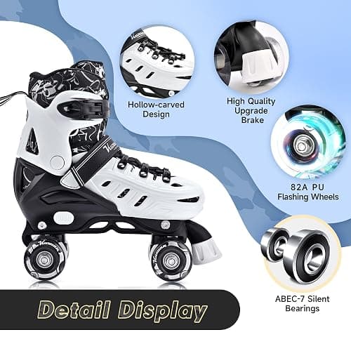 Kuxuan Skates Roller Skates for Girls and Boys Kids, 4 Sizes Adjustable Fun Kids Toddler Rollerskates with Light up Wheels for Teens Women Indoor Outdoor thumbnail 4