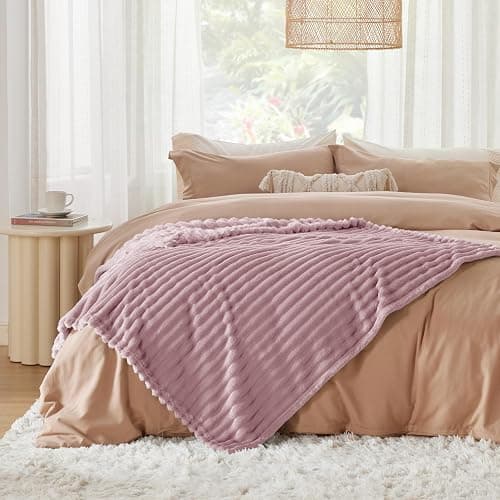 Bedsure GentleSoft Pink Fleece Blanket for Couch - Cozy Soft Blankets for Women, Cute Small Throws for Girls, Pink Decor Gifts for Home Room Office, 50x60 Inches thumbnail 7