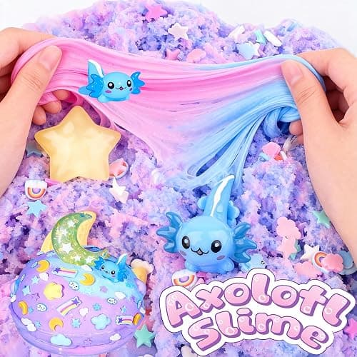 YHan Axolotl Cloud Slime Kit with Charm - Blue Scented Fluffy Slime (10oz), Soft Fidget Sensory Toy for Kids, Party Favors Goodie Bag Stuffers thumbnail 5