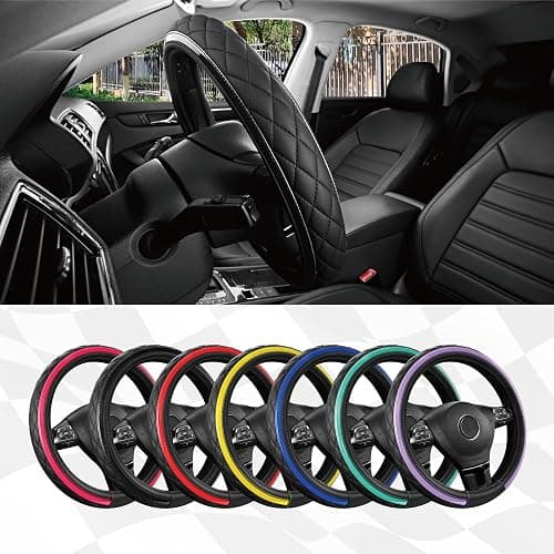 Road Comforts Leather Steering Wheel Cover – Black & Black, Universal Fit 14.5-15 Inch, Microfiber Leather, Anti-Slip & Breathable Design for Men and Women thumbnail 6