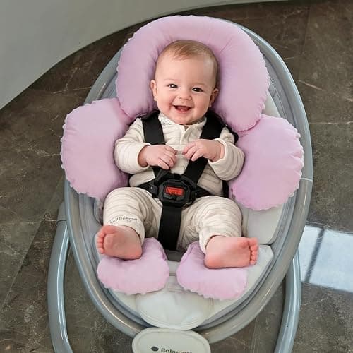 Pro Goleem Infant Car Seat Head Neck Body Support, Ultra-Soft Minky and Microfiber Newborn Car Seat Insert, Perfect for Car Seat, Stroller, 2-in-1 Reversible, Girls, Pink thumbnail 8