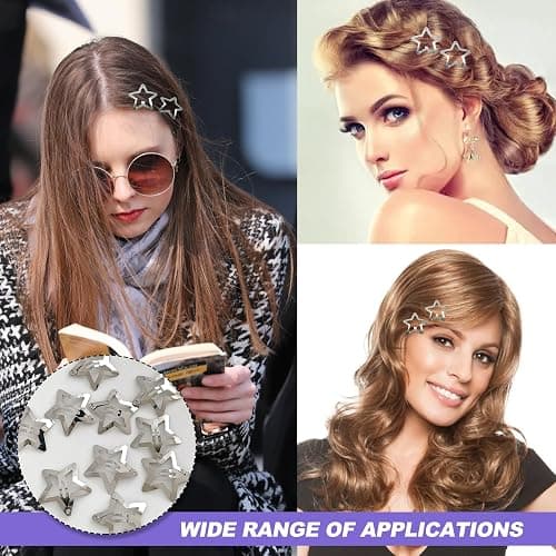 Star Snap Hair Clips, 50 Pcs Silver Star Hair Clips Barrettes Small Metal Stars Snap Hairclips Barrette Accessories for Girls Women thumbnail 7